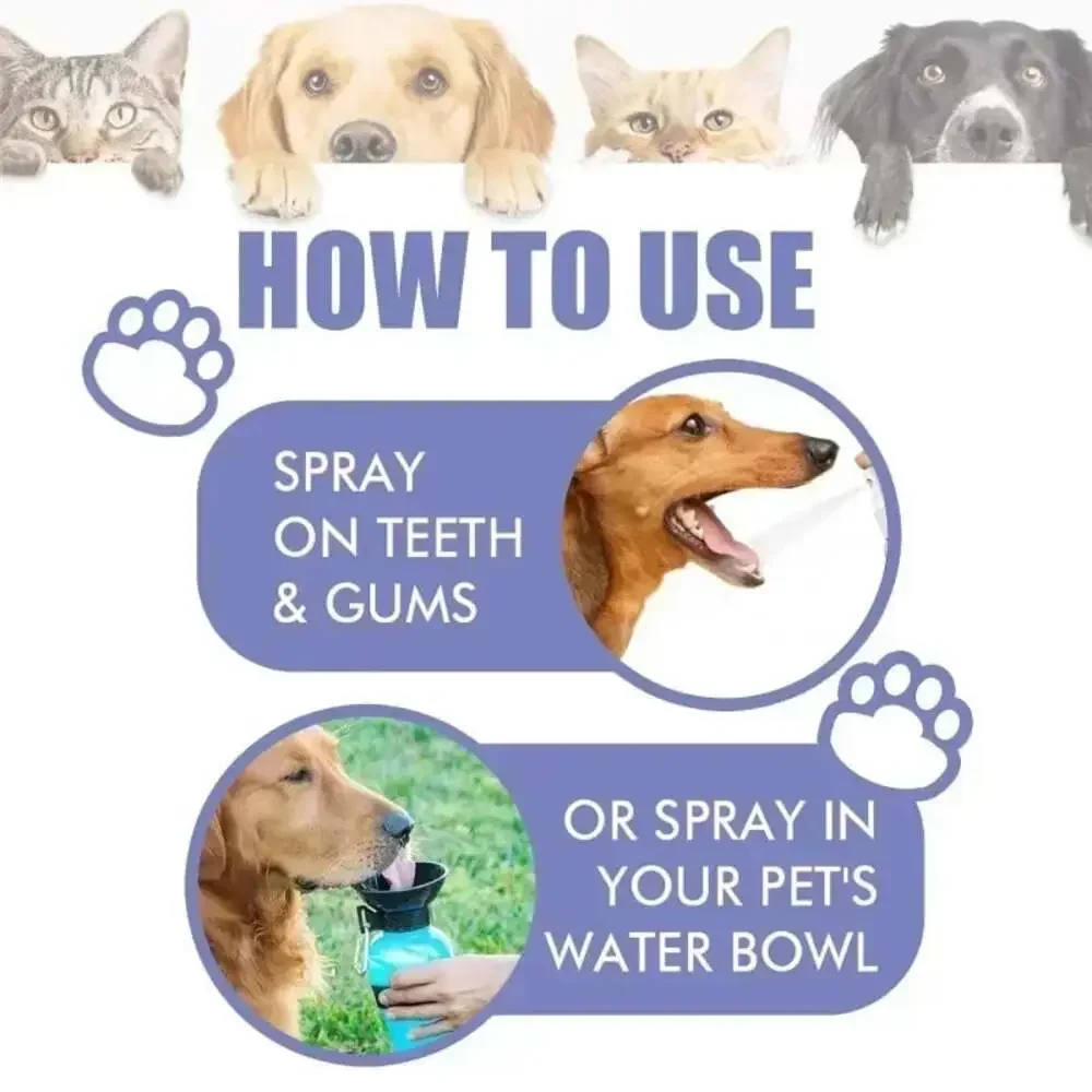 Pet Teeth Cleaning Spray Oral Care Remove Tooth Stains Keep Fresh Breath for Cat
